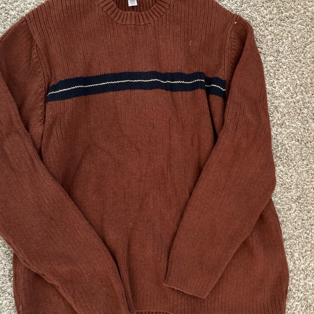 Men's Brown Sweater with Navy Stripe
